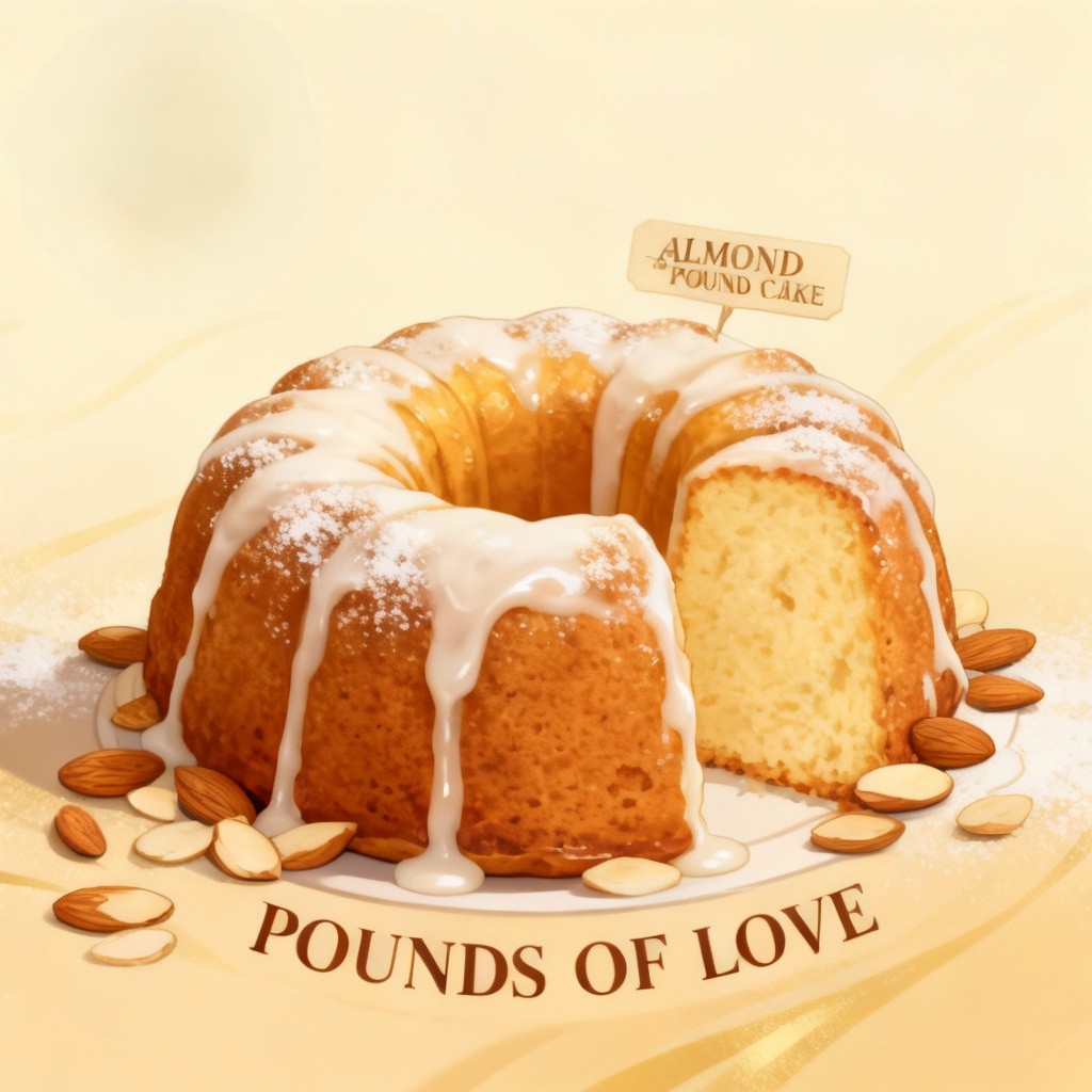Almond Pound Cake with sliced almonds